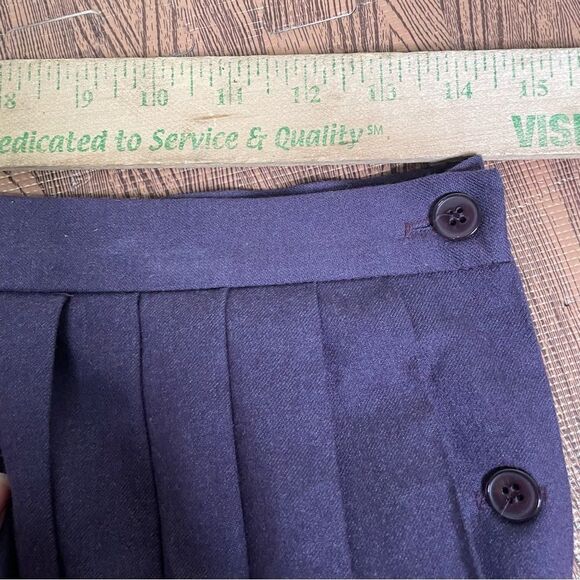 Vintage Givenchy 100% Shearing Wool Long Pleated Button Purple Skirt Size 12 - Picture 5 of 11